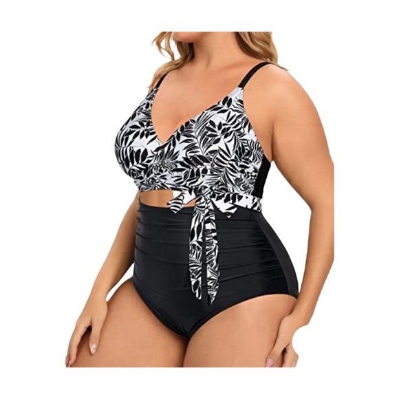 Daci Women’s Crossover High Waisted Cutout Open Back One Piece Swimwear Size 14W - Picture 2 of 15